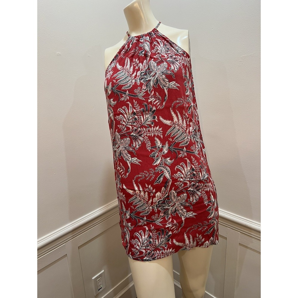 LOFT Outlet Halter Dress  Red Floral Print 100% Rayon Lightweight Unlined XSP